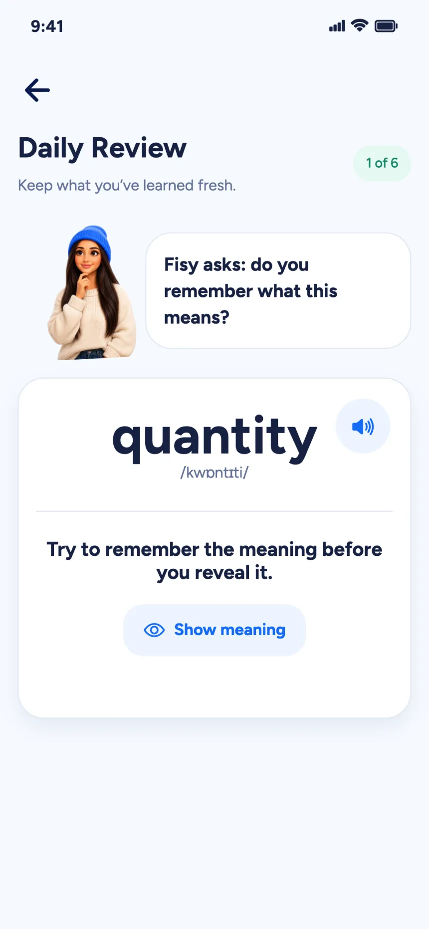 Daily review bringing back saved words